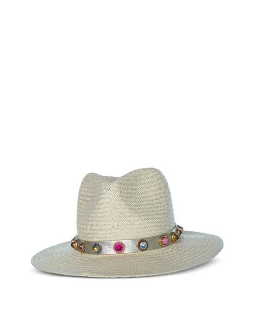 Kurt Geiger White Octavia Embellished Fedora