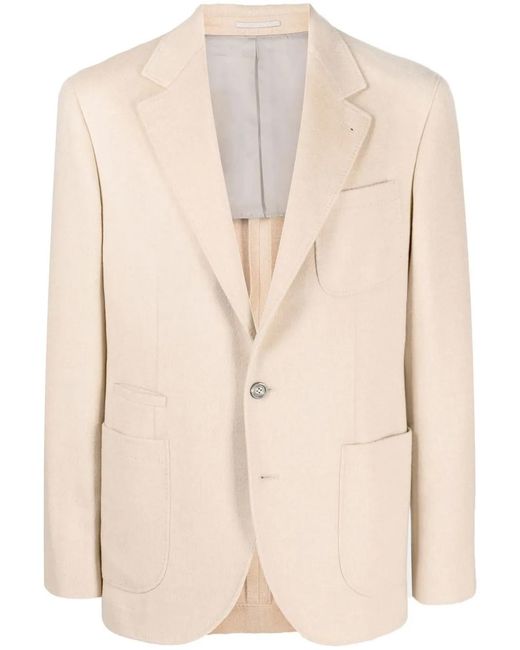 Brunello Cucinelli Natural Single-Breasted Camel-Hair Blazer for men