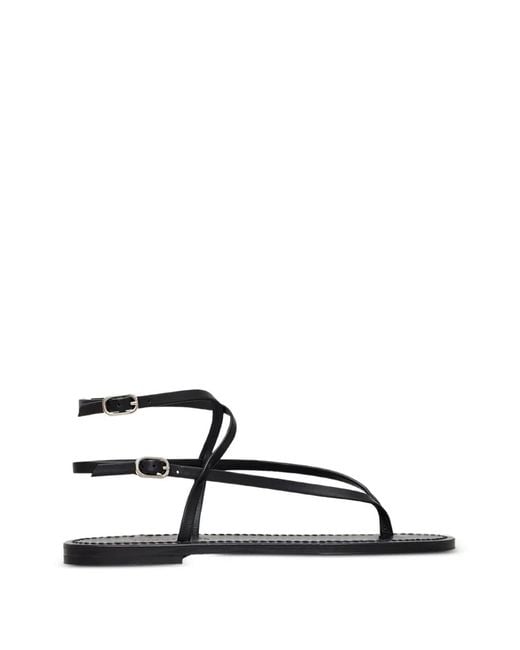K. Jacques Black Abako Crossover-Strap Buckle-Fastening Leather Flat Sandals
