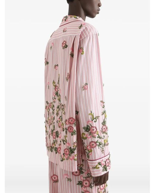 Dolce & Gabbana Pink Cotton And Silk Vanity Shirt With Embroidery for men