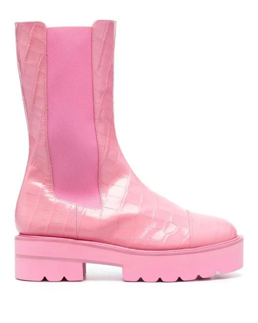 Stuart Weitzman Pink Stiefel Mit Kroko-Effekt