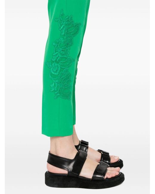 ERMANNO FIRENZE Green Lace-embellished Trousers