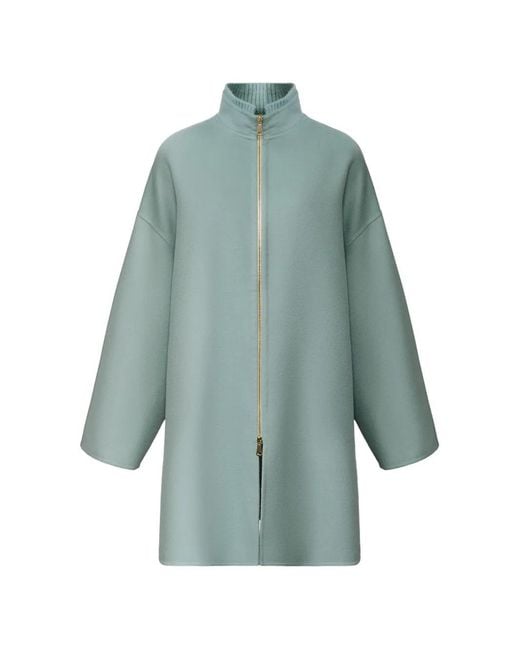 Fabiana Filippi Blue Zip-Up High-Neck Coat