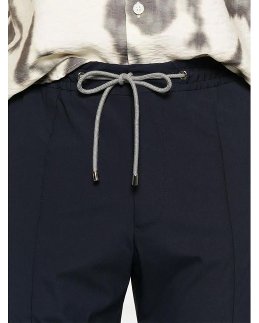 Corneliani Blue Drawstring Straight-Leg Trousers for men