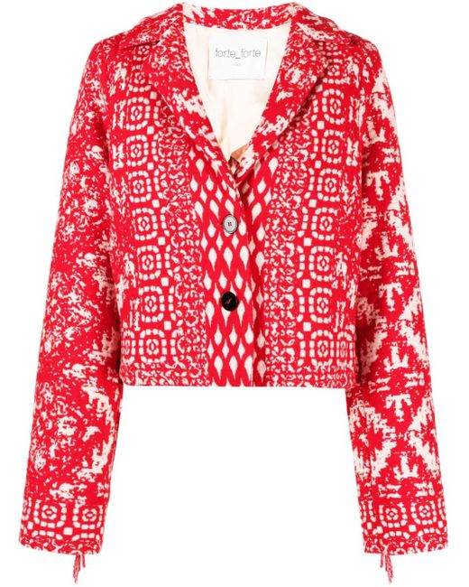 Forte Forte Red Jacquard-Jacke Mit Fransen