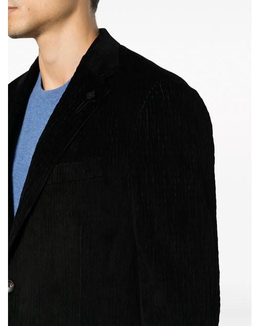 Lardini Black Single-Breasted Corduroy Blazer for men