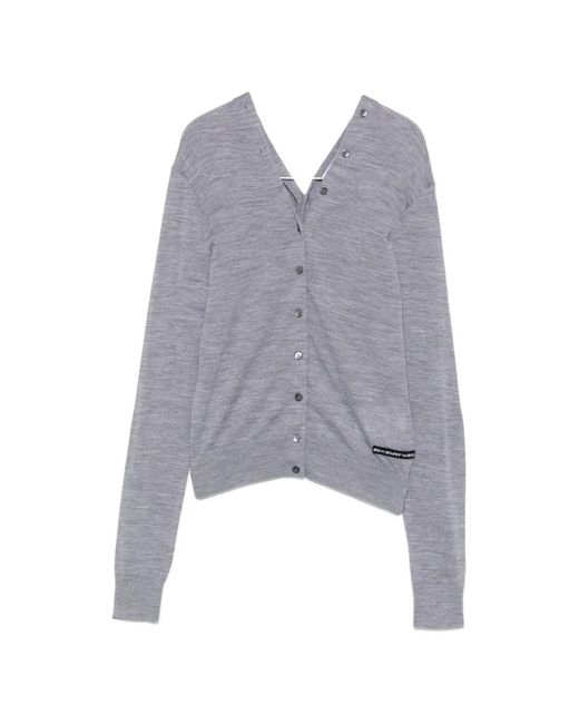 Alexander Wang Blue Off-Shoulder Button-Down Cardigan