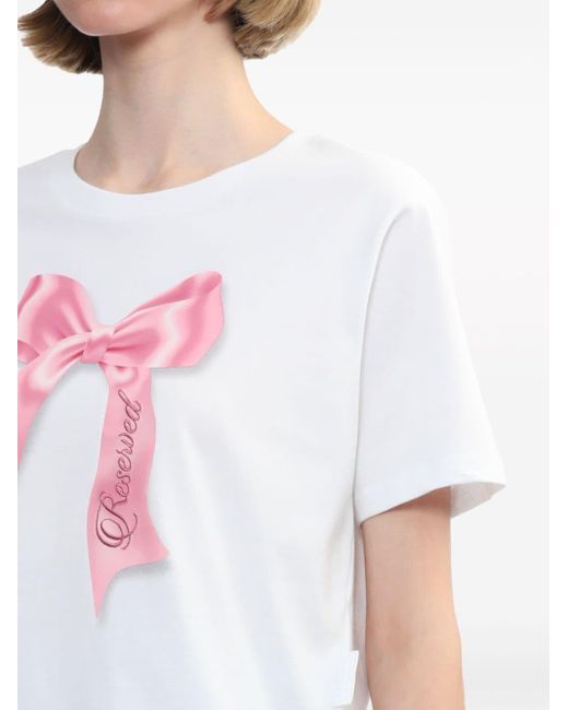 Izzue White Bow-print Cotton T-shirt