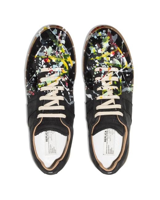 Maison Margiela Black Replica Paint Splatter Leather for men