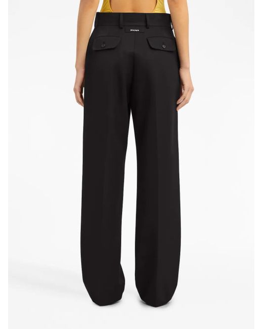 Palm Angels Black Wool Blend Trousers