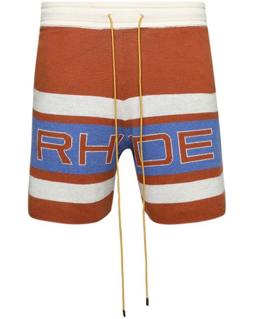Rhude Blue Panelled Knit Shorts for men
