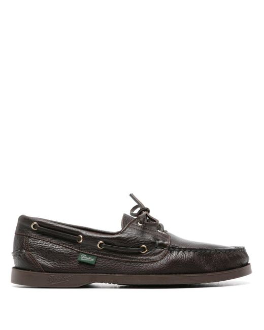 Paraboot Black Grained-leather Boat Shoes for men