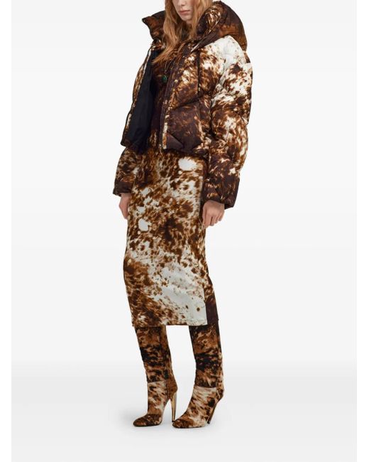 Roberto Cavalli Brown Appaloosa-Print Puffer Jacket