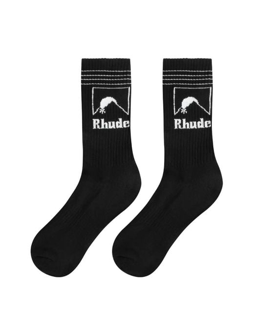 Rhude Black Moonlight Outline Socks for men