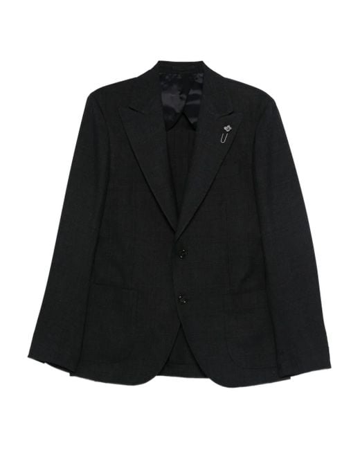 Lardini Black Checked Button Jacket for men