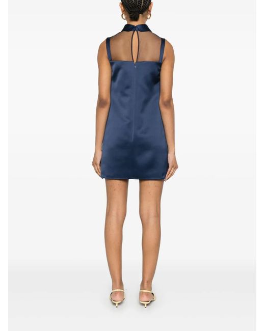 Elisabetta Franchi ラインストーン サテンミニドレス Blue