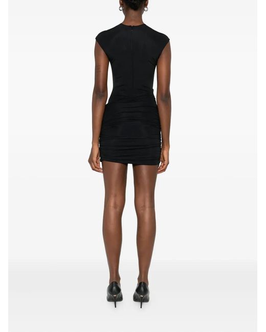 David Koma Black Embellished Ruched Dress