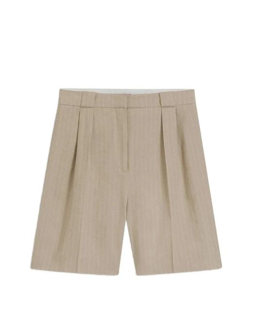 HUGO White Hamonu Pinstripes-Pattern Pleated Shorts
