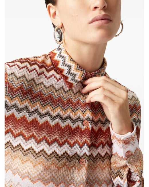 Missoni Blouse Met Zigzag-Patroon in het Red