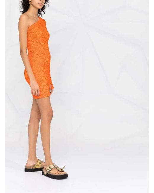 Nanushka Orange Robe Courte Cintrée À Design À Une Manche