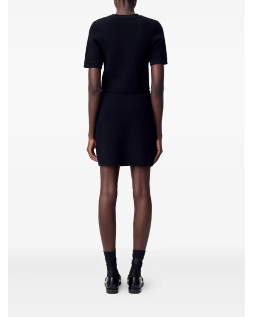 Claudie Pierlot Black Velvet Knit Cardigan