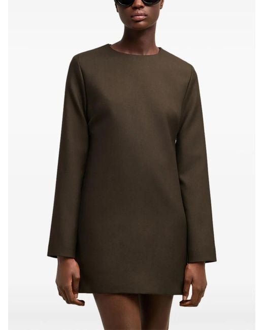 AMI Brown Long Sleeve Wool Dress
