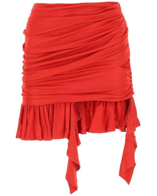 ANDREADAMO Red Ruffle-Detailing Mini Skirt