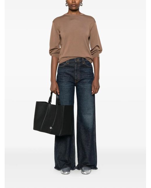Max Mara Brown Round-Neck Wool Sweater