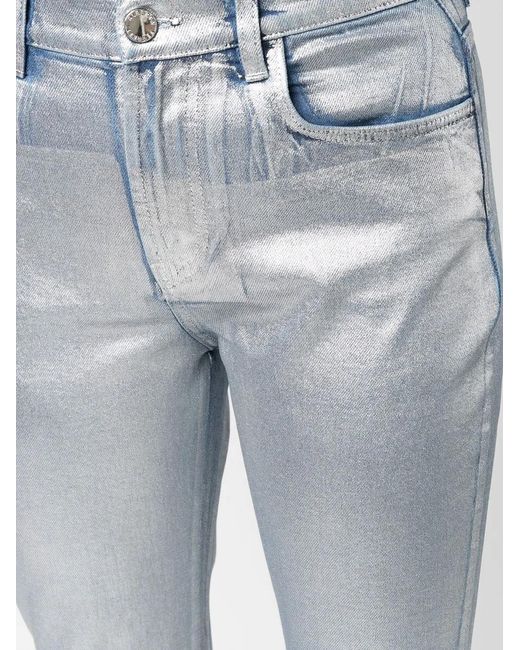 Alberta Ferretti Blue Metallic Flared Jeans