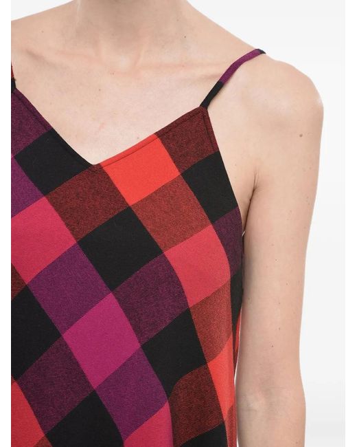Woolrich Red Checked-Pattern Midi Dress