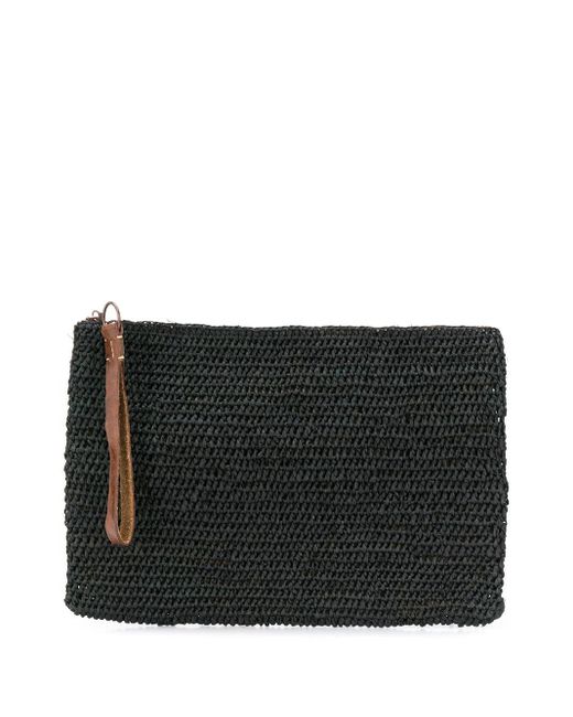 IBELIV Black Woven Zipped Clutch Bag