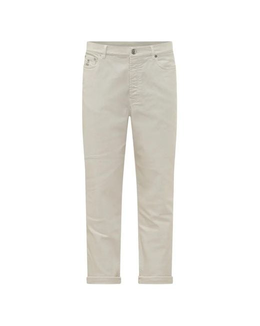 Brunello Cucinelli Gray Logo-Patch Trousers for men
