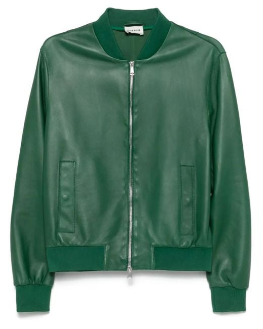P.A.R.O.S.H. Green Leather Bomber Jacket