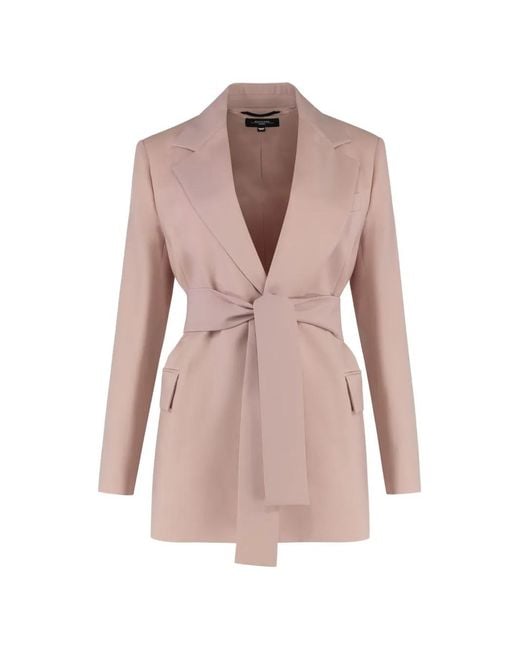 Weekend by Maxmara Pink Blazer Teso À Taille Ceinturée