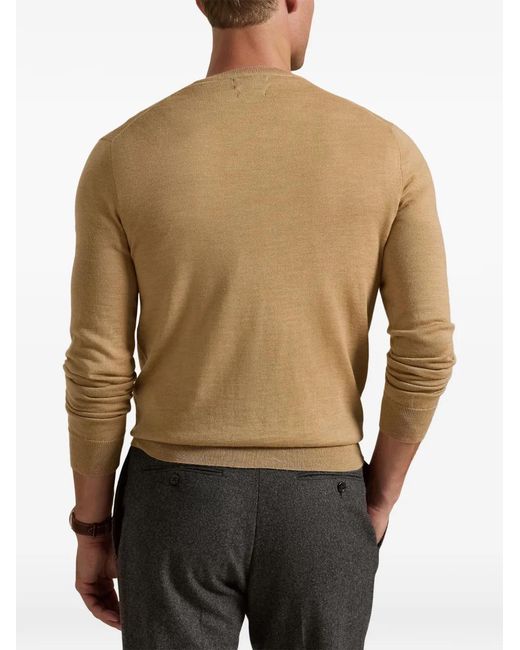 Polo Ralph Lauren Natural Logo-Embroidered Wool Sweater for men