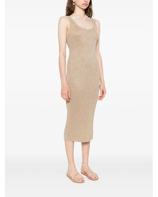 Mc2 Saint Barth White Metallic-Threading Midi Dress