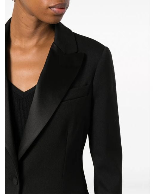 P.A.R.O.S.H. Black Tailored Textured Wool Blend Blazer