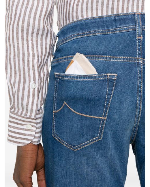 Jacob Cohen Blue Medium-Rise Slim Bard Jeans for men