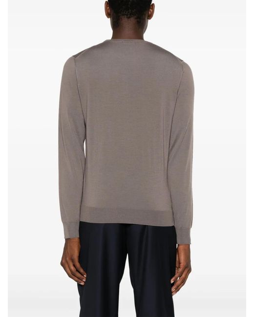 Drumohr Gray Merino-Wool Sweater for men