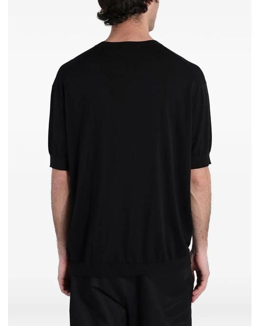 Grayed Black Ribbed-Trim Short-Sleeve T-Shirt for men