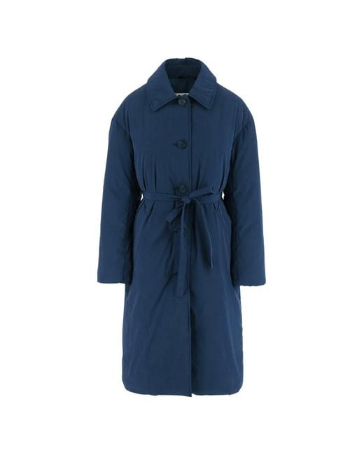 Ienki Ienki Blue Belted Button-Down Coat