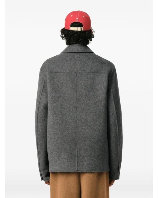 AMI Gray Button-Down Wool And Cashmere Jacket for men