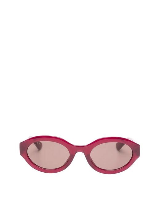 Gucci Pink Interlocking G Oval-Frame Sunglasses