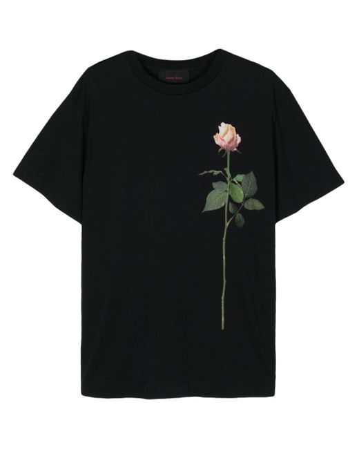 Simone Rocha Black Rose-print Cotton T-shirt for men