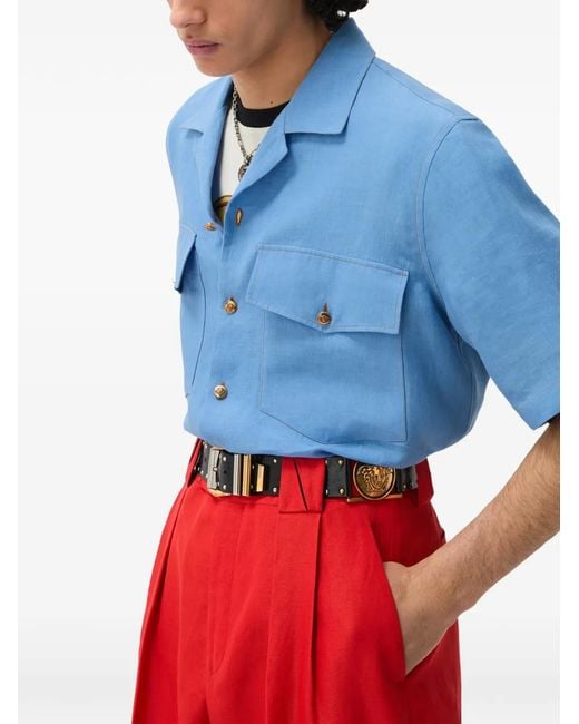 Versace Blue Linen Shirt for men