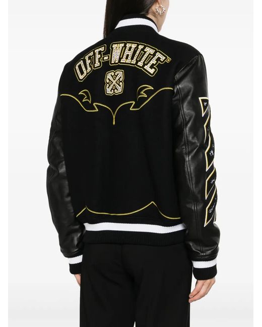 Off-White c/o Virgil Abloh Black Off- Varsity Bling Horseshoe Jacket