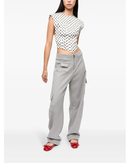 Ganni White Top With Polka Dot Pattern