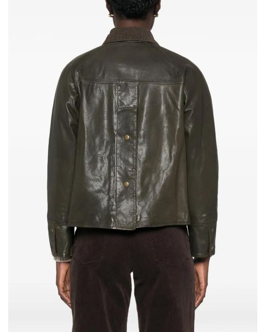 The Jackie Leathers Green Veste En Cuir À Fermeture Zippée