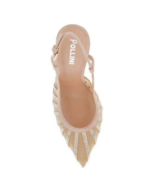 Pollini White Slingback Embellished Pumps