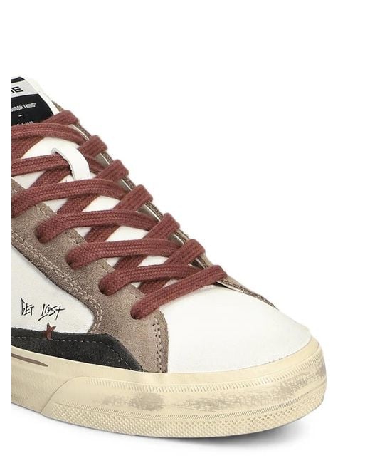 Crime London Natural Deconstructed Distressed-Effect Panelled Sneakers for men